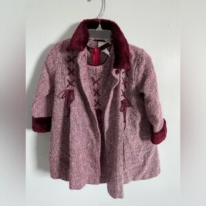 Vintage Little Bitty 2 piece set dress and coat with fur. Size 2T